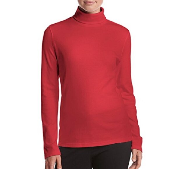 Womens Studio Works Cotton Long Sleeve Turtleneck Shirt Size Small Red  NWT - Picture 1 of 3